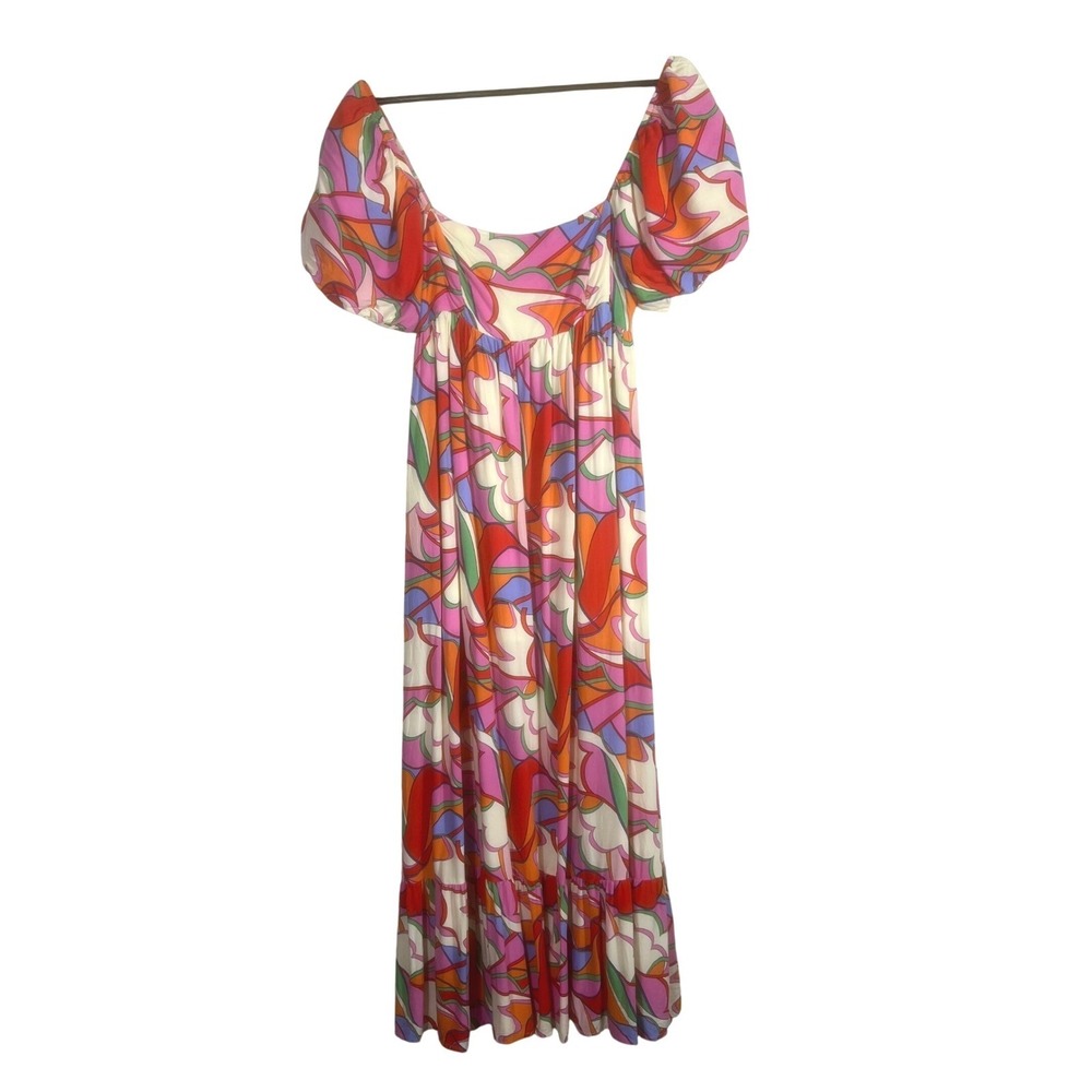 Golden by Golden Couture Maxi Dress – Colorful Abstract Puff Sleeve – Size M - Picture 2 of 10